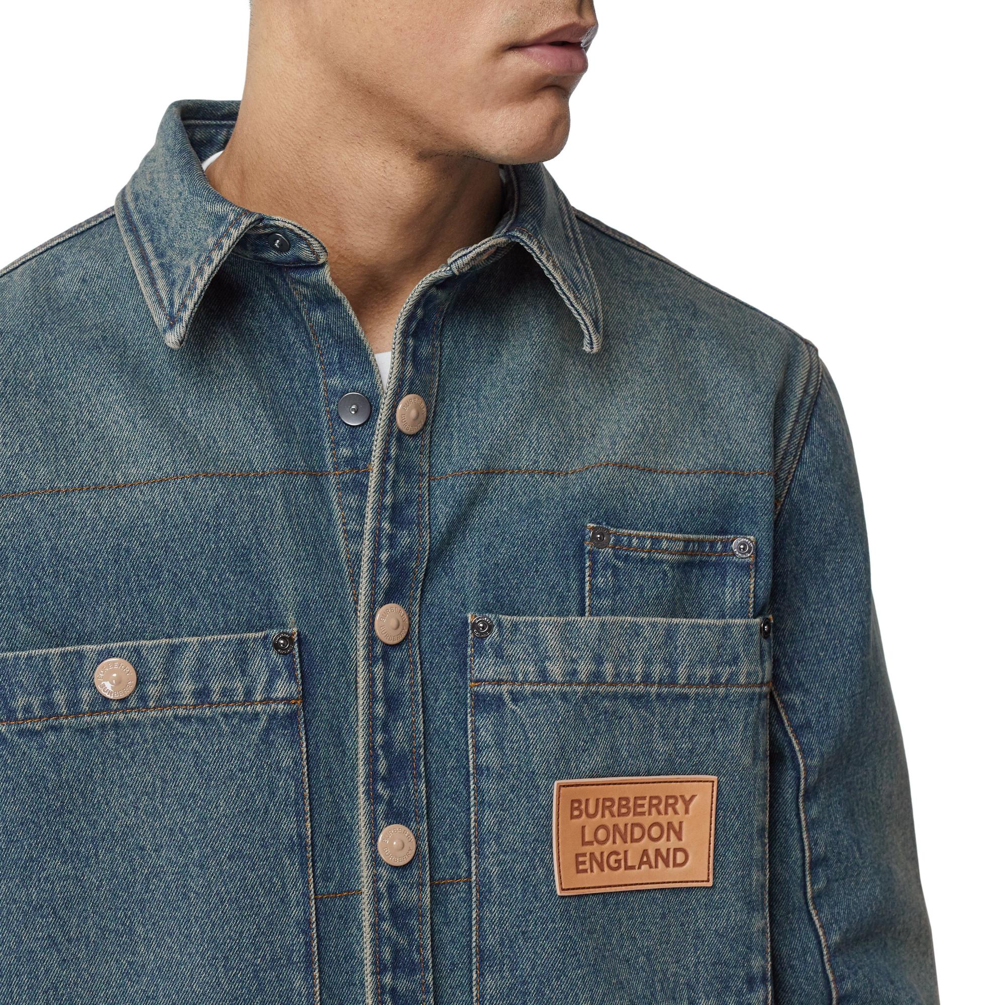 로고 아플리케 데님 셔츠