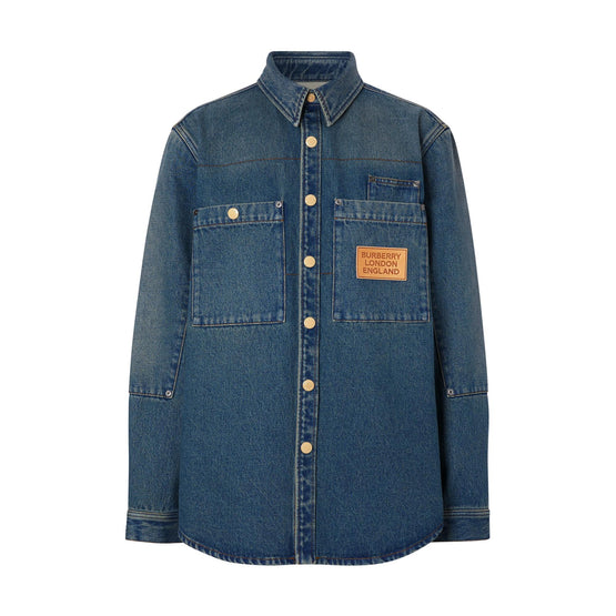 로고 아플리케 데님 셔츠