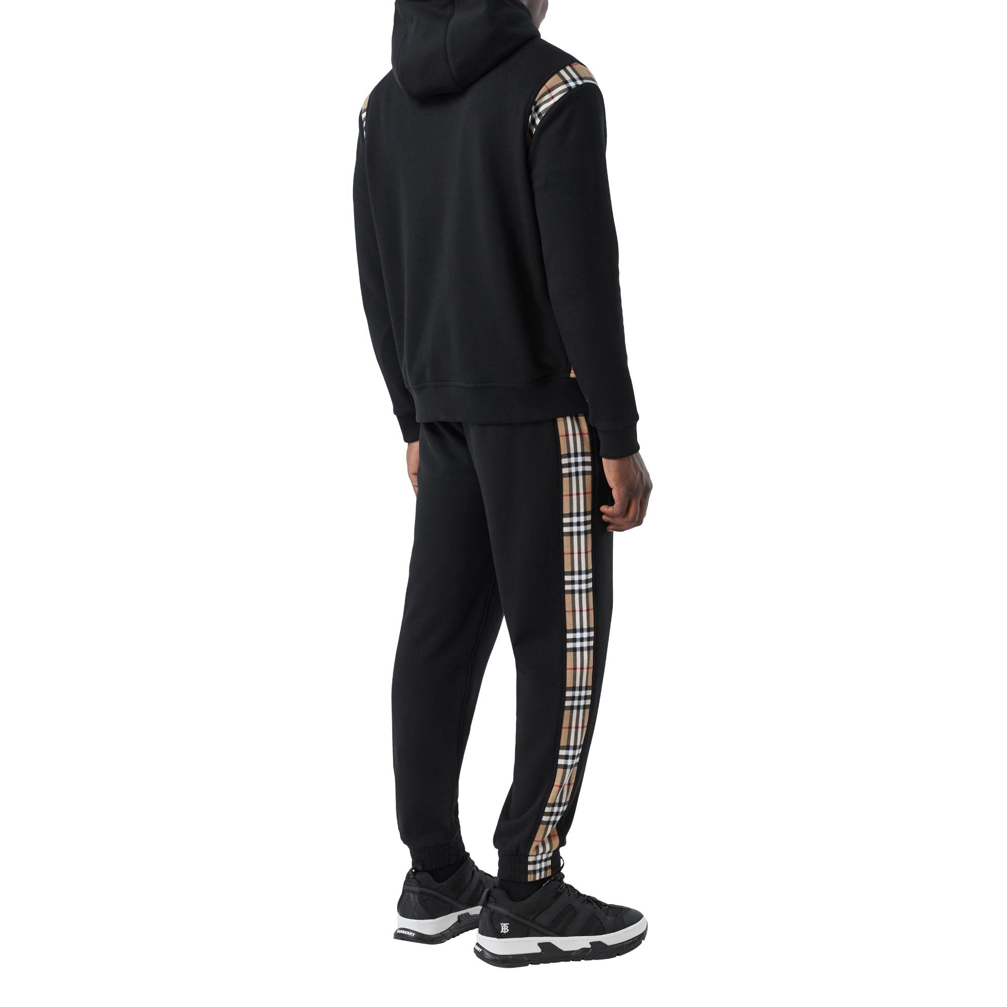 빈티지 체크 패널 코튼 조깅 팬츠