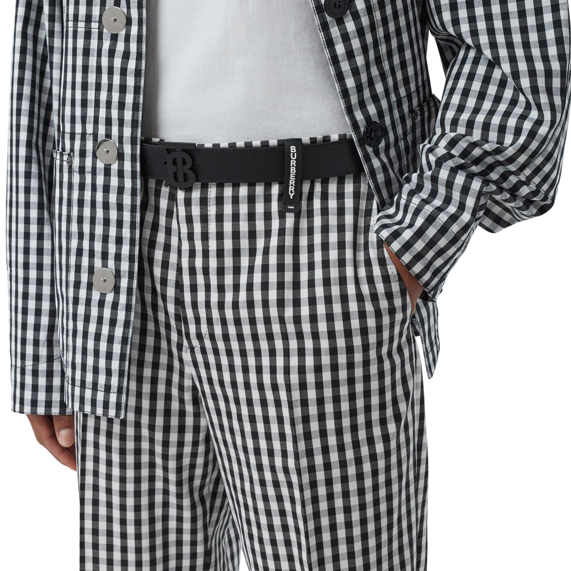 매트 모노그램 모티프 레더 벨트