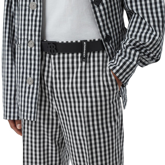 매트 모노그램 모티프 레더 벨트