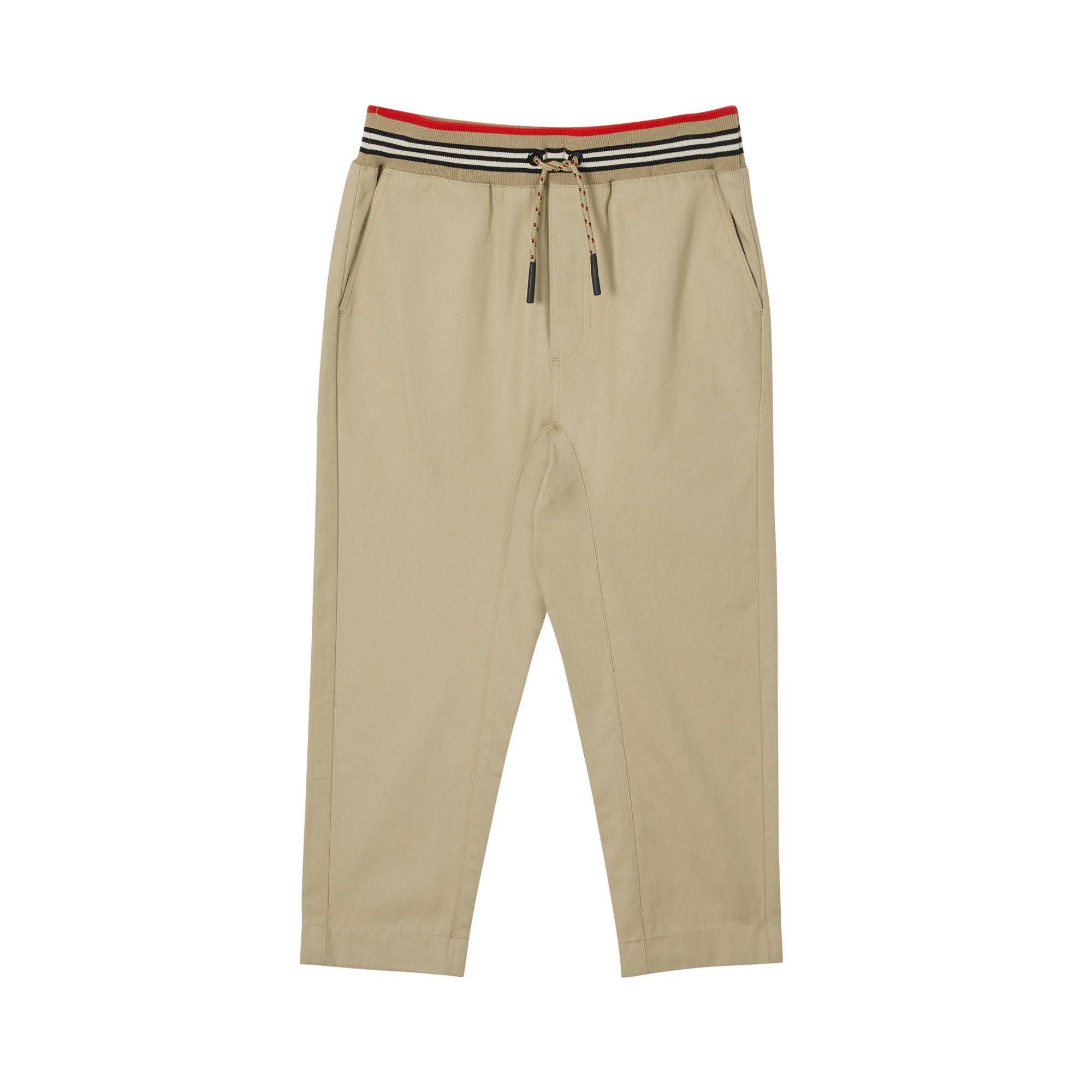 아이콘 스트라이프 디테일 코튼 트윌 드로스트링 팬츠