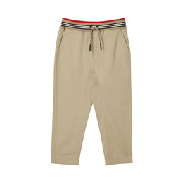 아이콘 스트라이프 디테일 코튼 트윌 드로스트링 팬츠