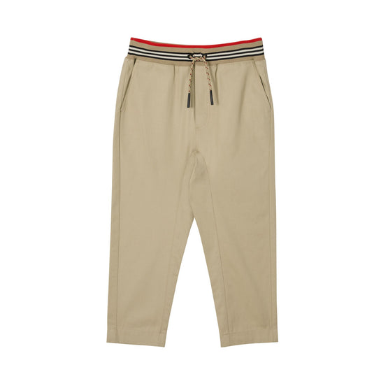 아이콘 스트라이프 디테일 코튼 트윌 드로스트링 팬츠