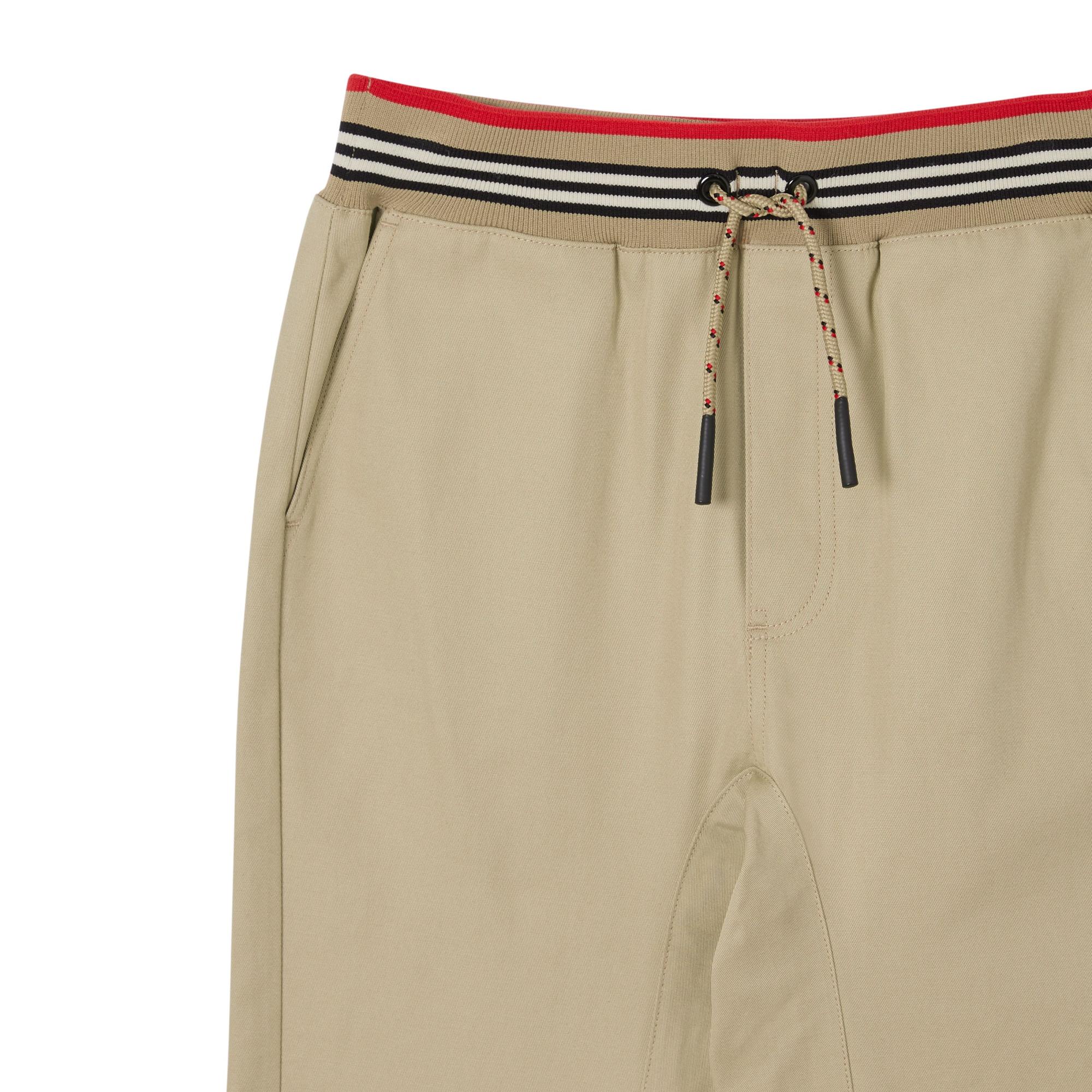 아이콘 스트라이프 디테일 코튼 트윌 드로스트링 팬츠