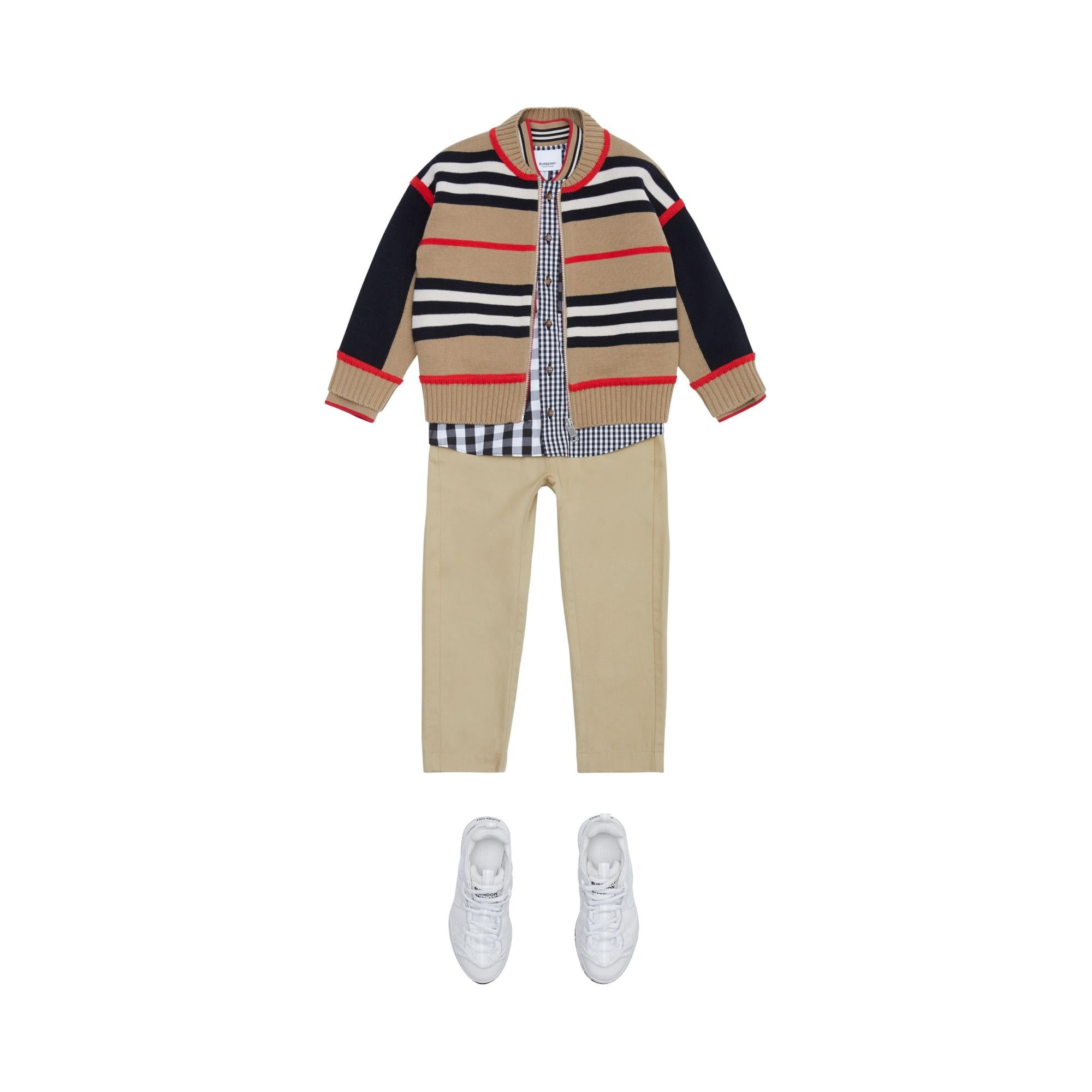 아이콘 스트라이프 디테일 코튼 트윌 드로스트링 팬츠