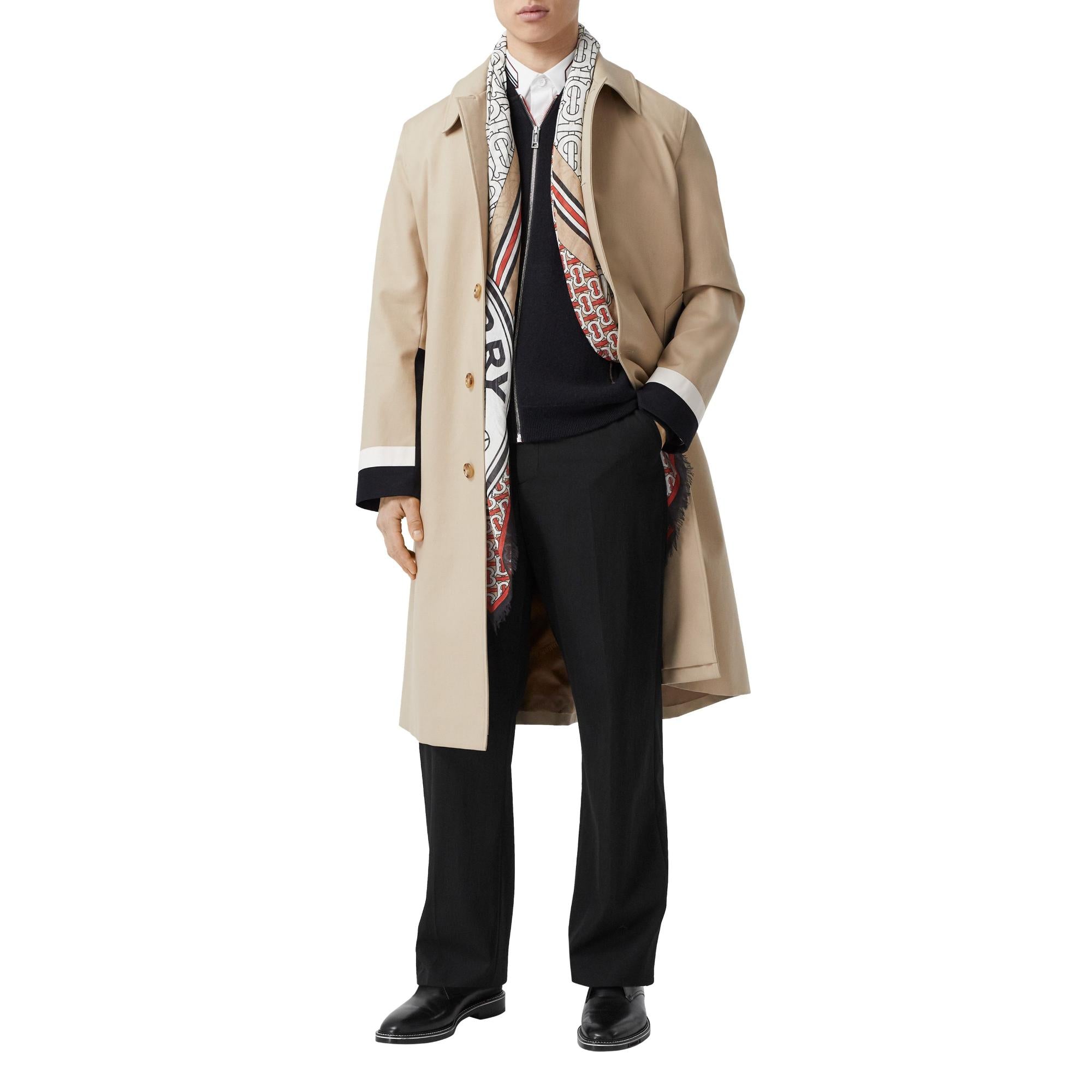 라지 모노그램 프린트 울 실크 스퀘어 스카프