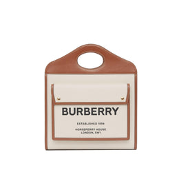 투톤 캔버스 레더 미디엄 포켓 백