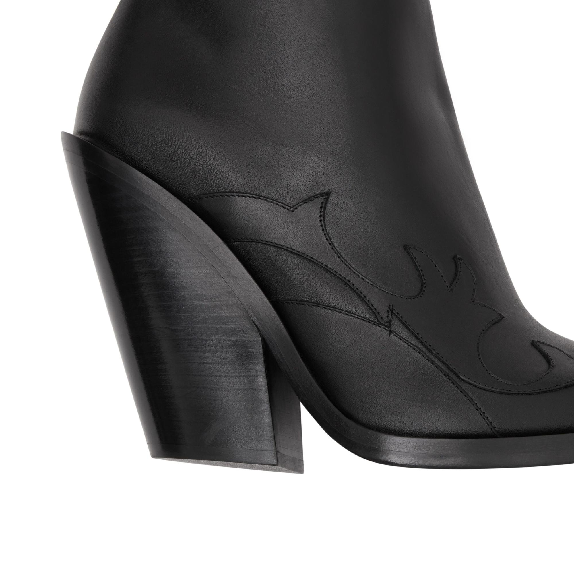 스타 디테일 레더 블록 힐 앵클 부츠