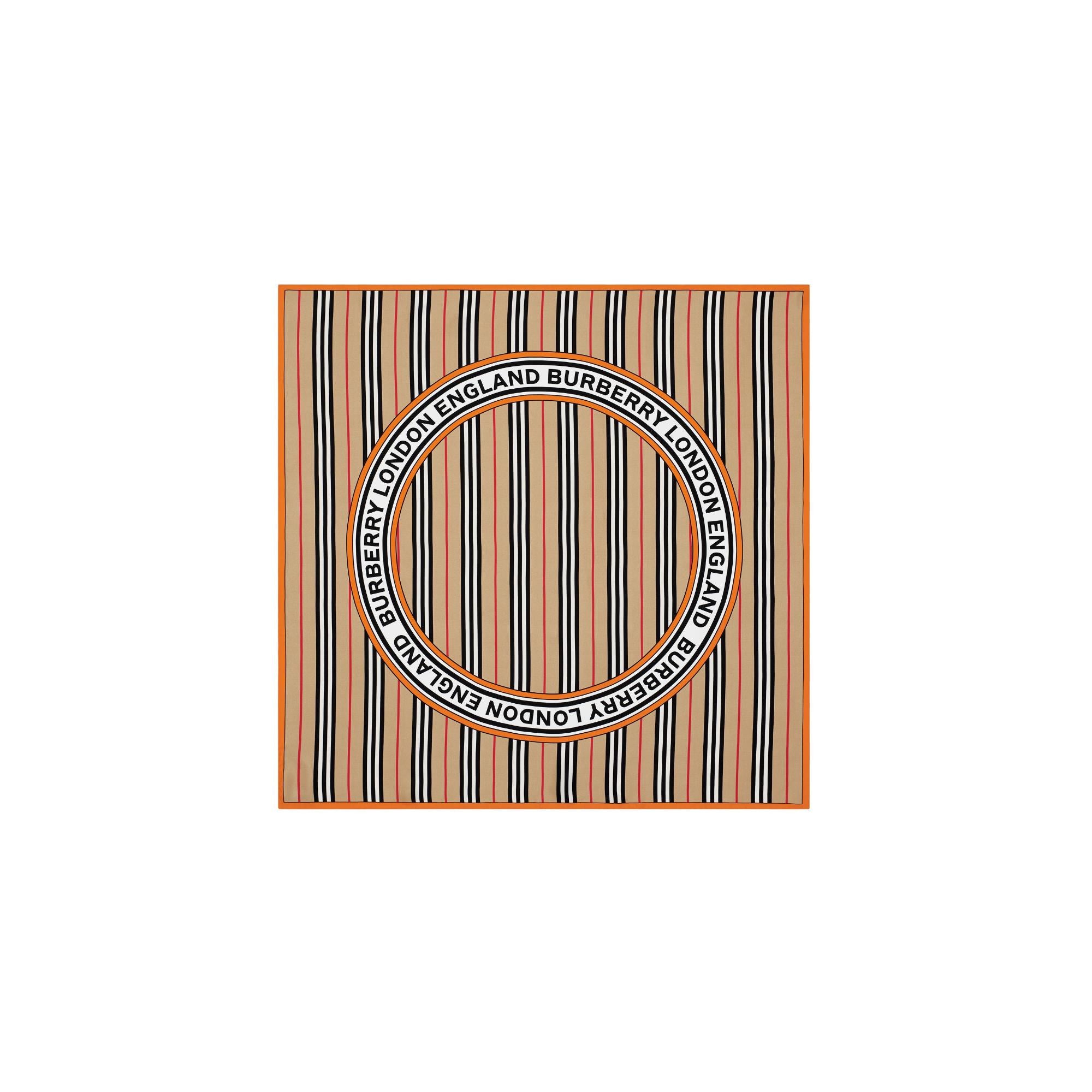 아이콘 스트라이프 로고 그래픽 실크 스퀘어 스카프