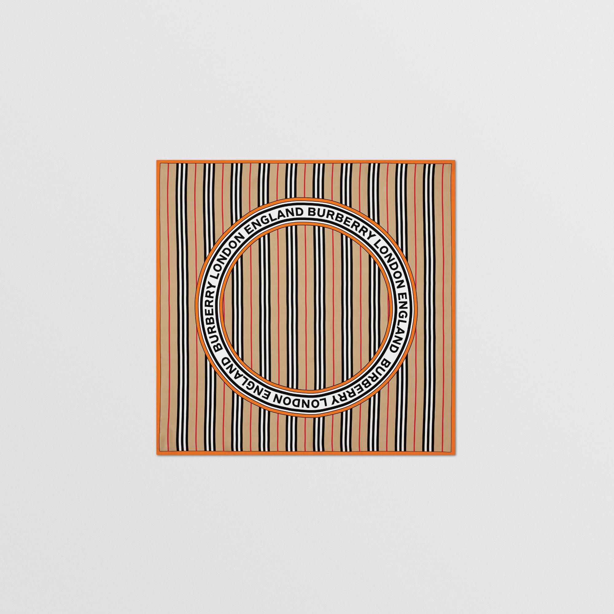 아이콘 스트라이프 로고 그래픽 실크 스퀘어 스카프