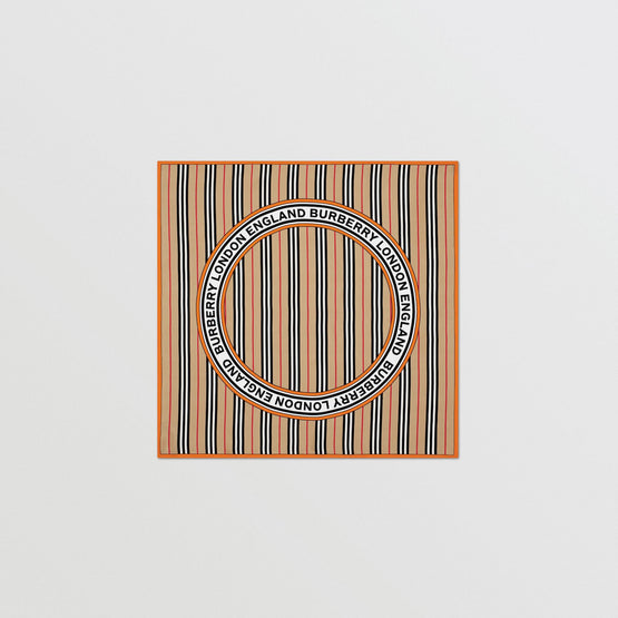 아이콘 스트라이프 로고 그래픽 실크 스퀘어 스카프