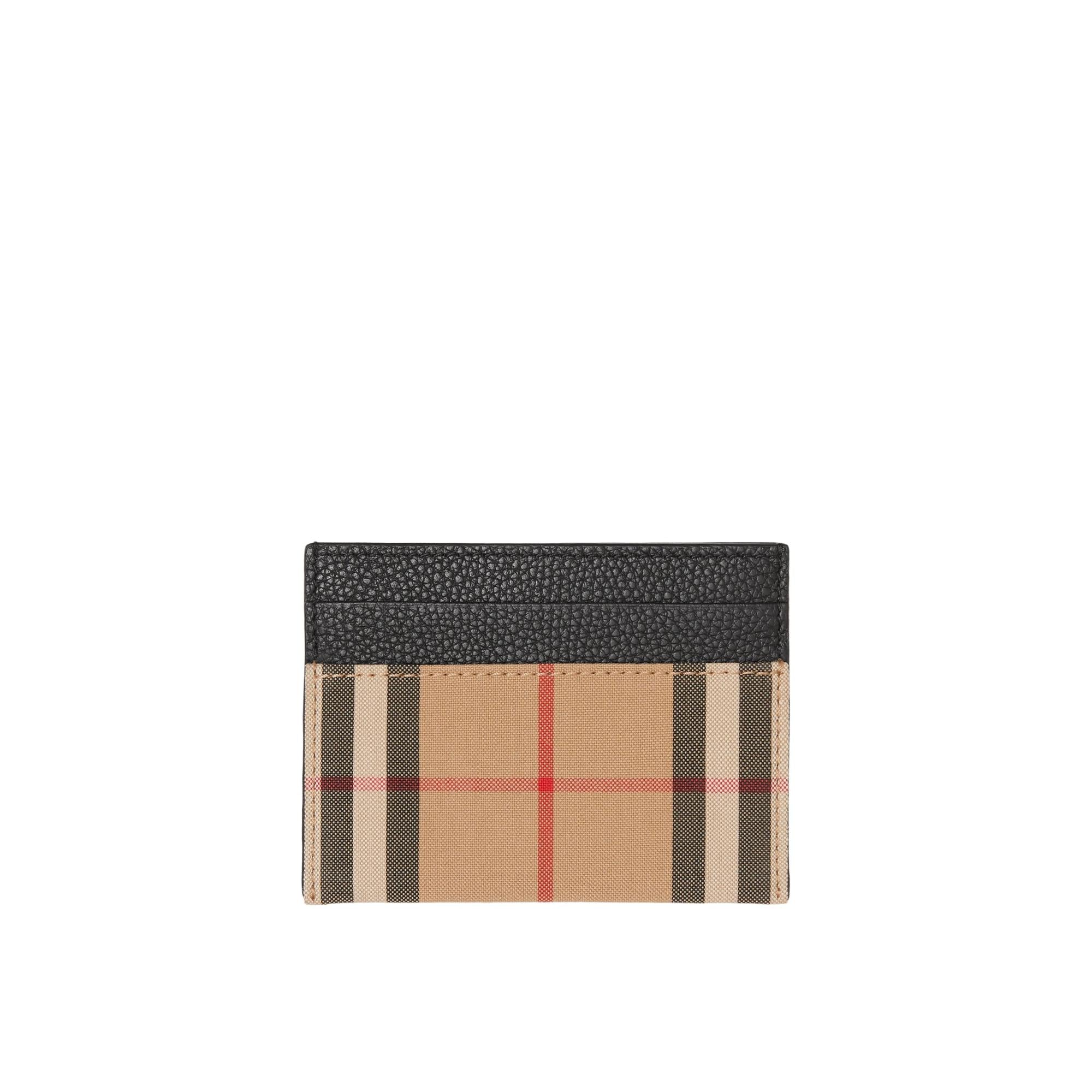 빈티지 체크 가죽 카드 케이스