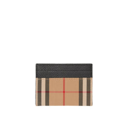 빈티지 체크 가죽 카드 케이스