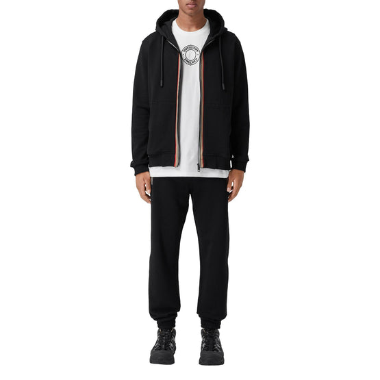 아이콘 스트라이프 디테일 코튼 후드 톱