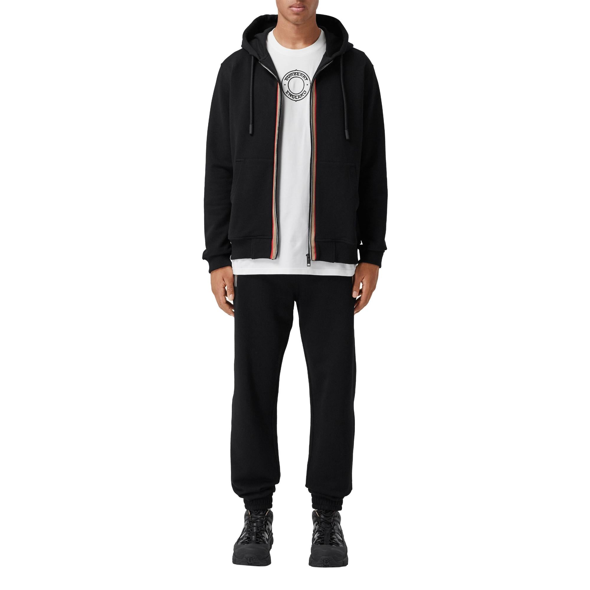 아이콘 스트라이프 디테일 코튼 조깅 팬츠