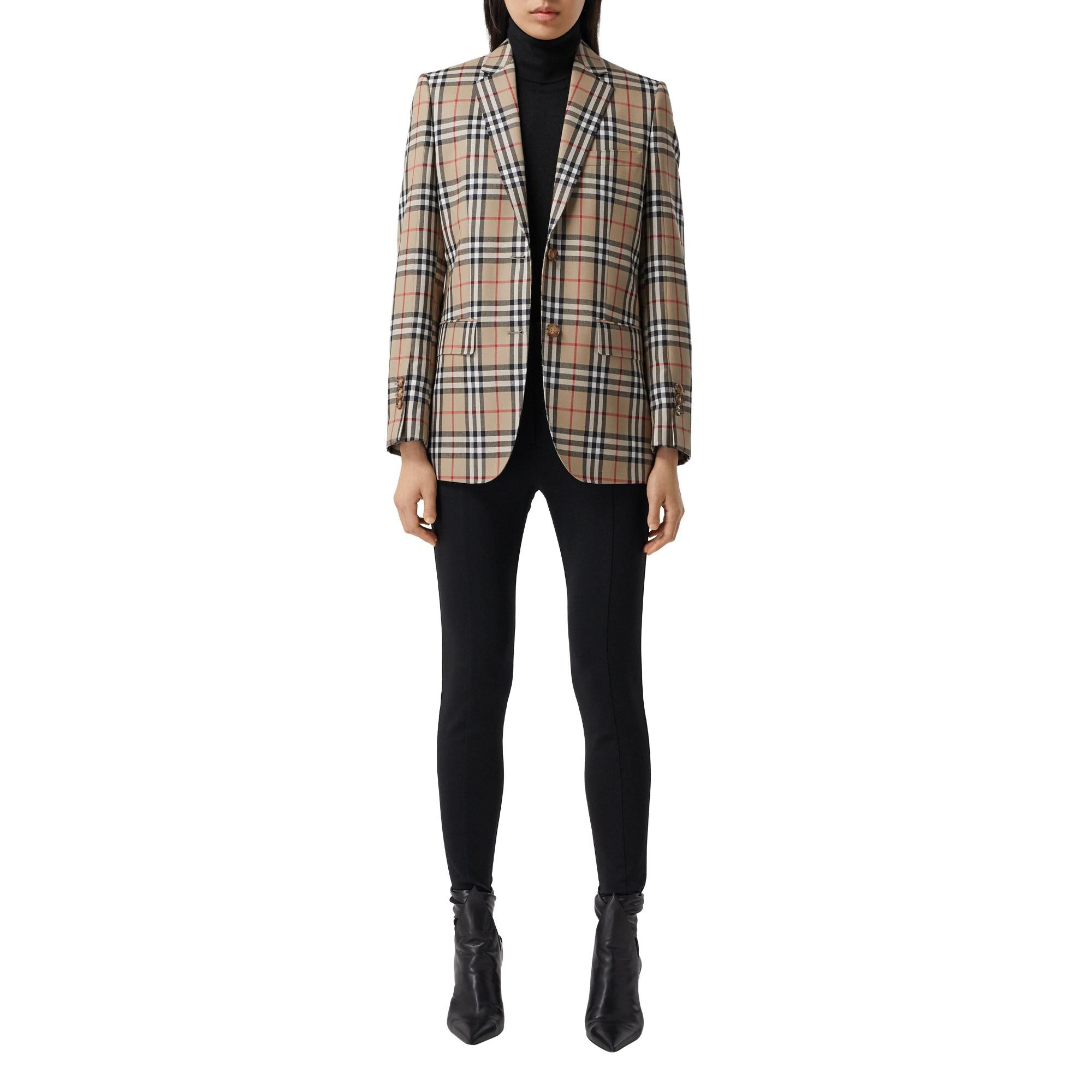 빈티지 체크 울 테일러드 재킷