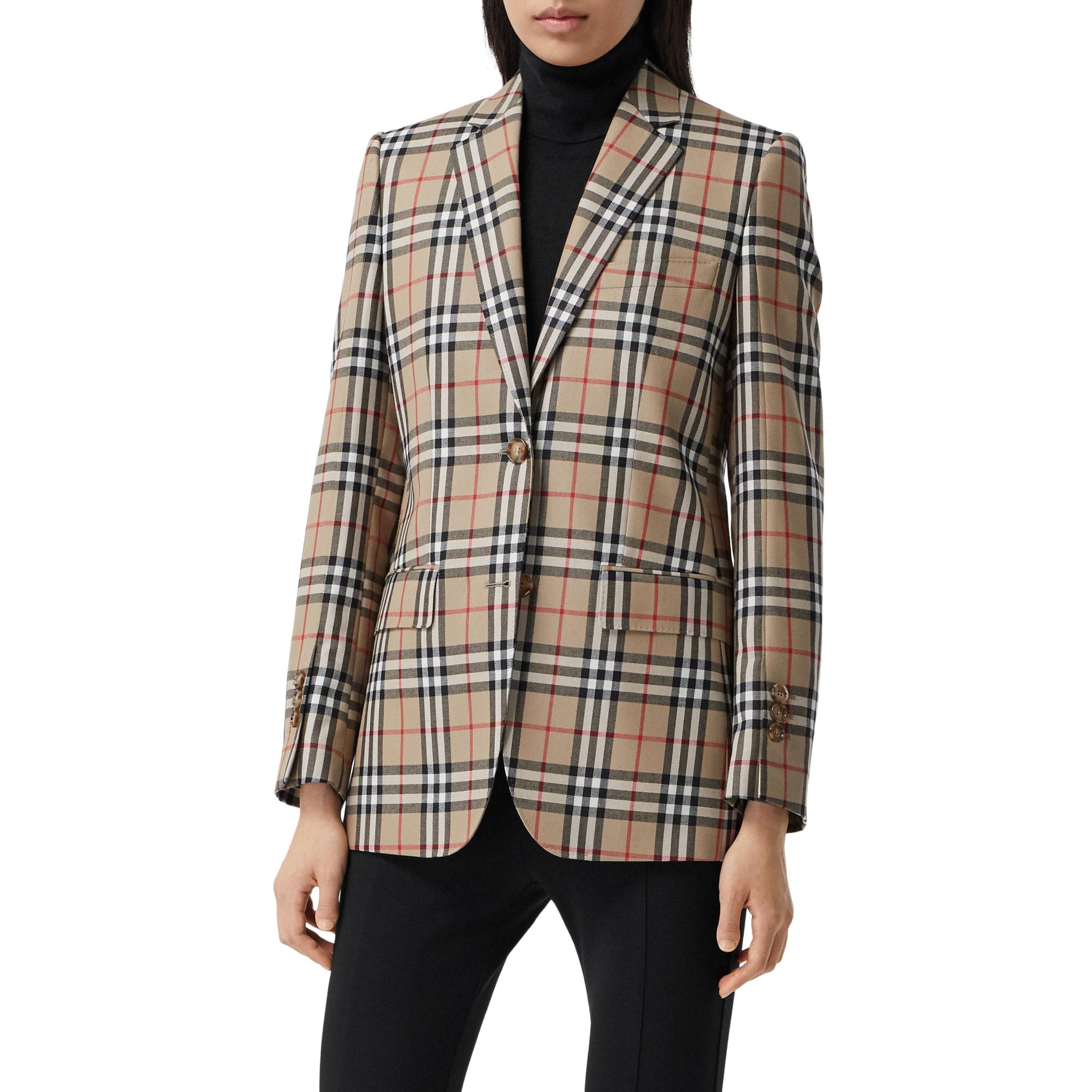 빈티지 체크 울 테일러드 재킷