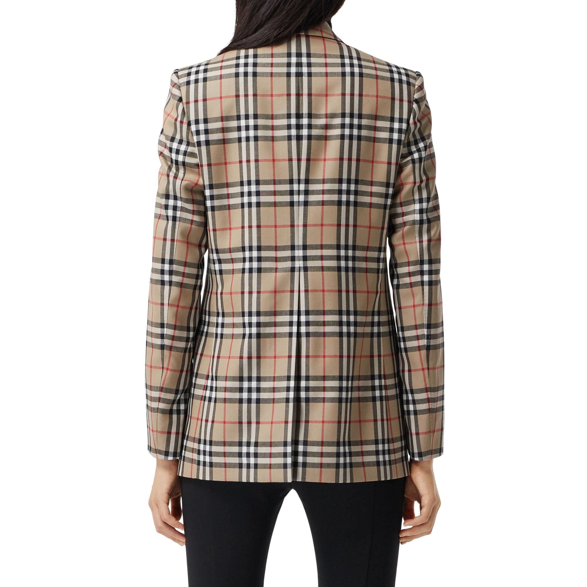 빈티지 체크 울 테일러드 재킷