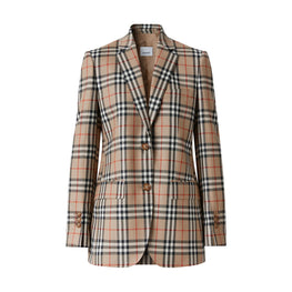 빈티지 체크 울 테일러드 재킷