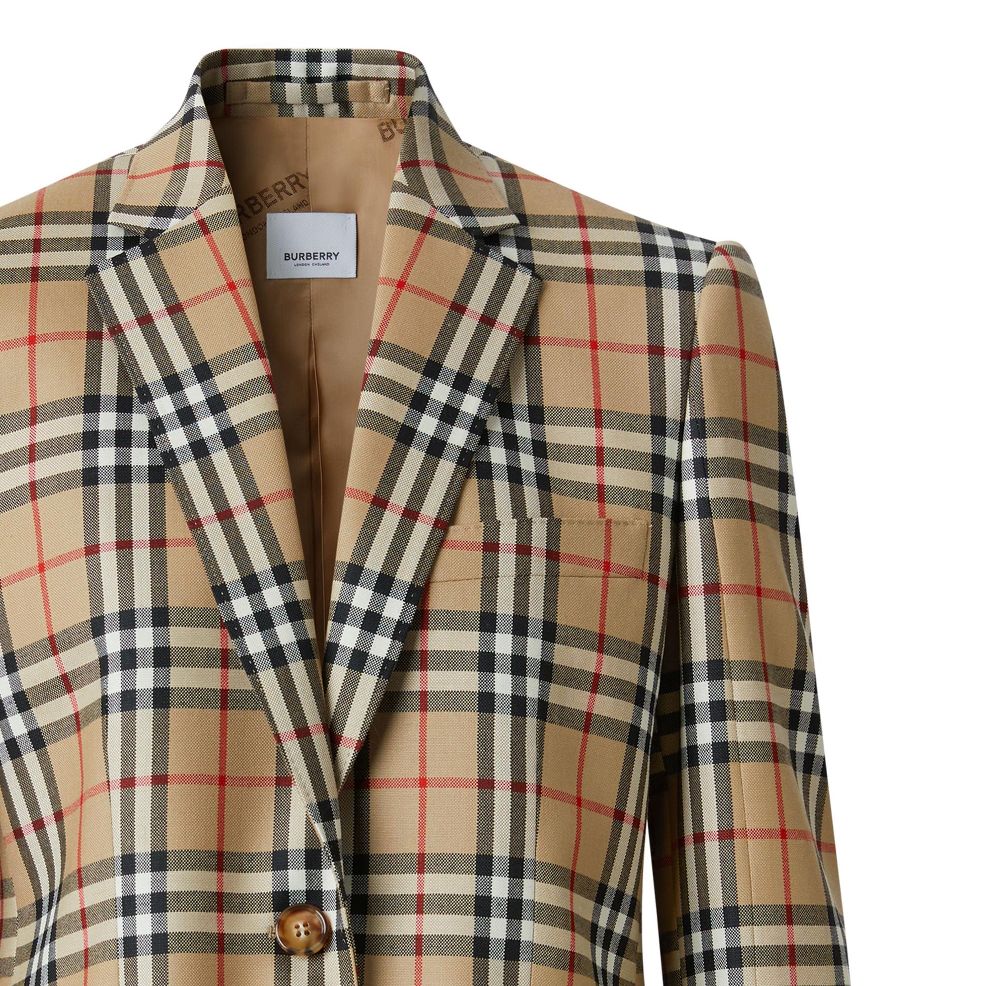 빈티지 체크 울 테일러드 재킷