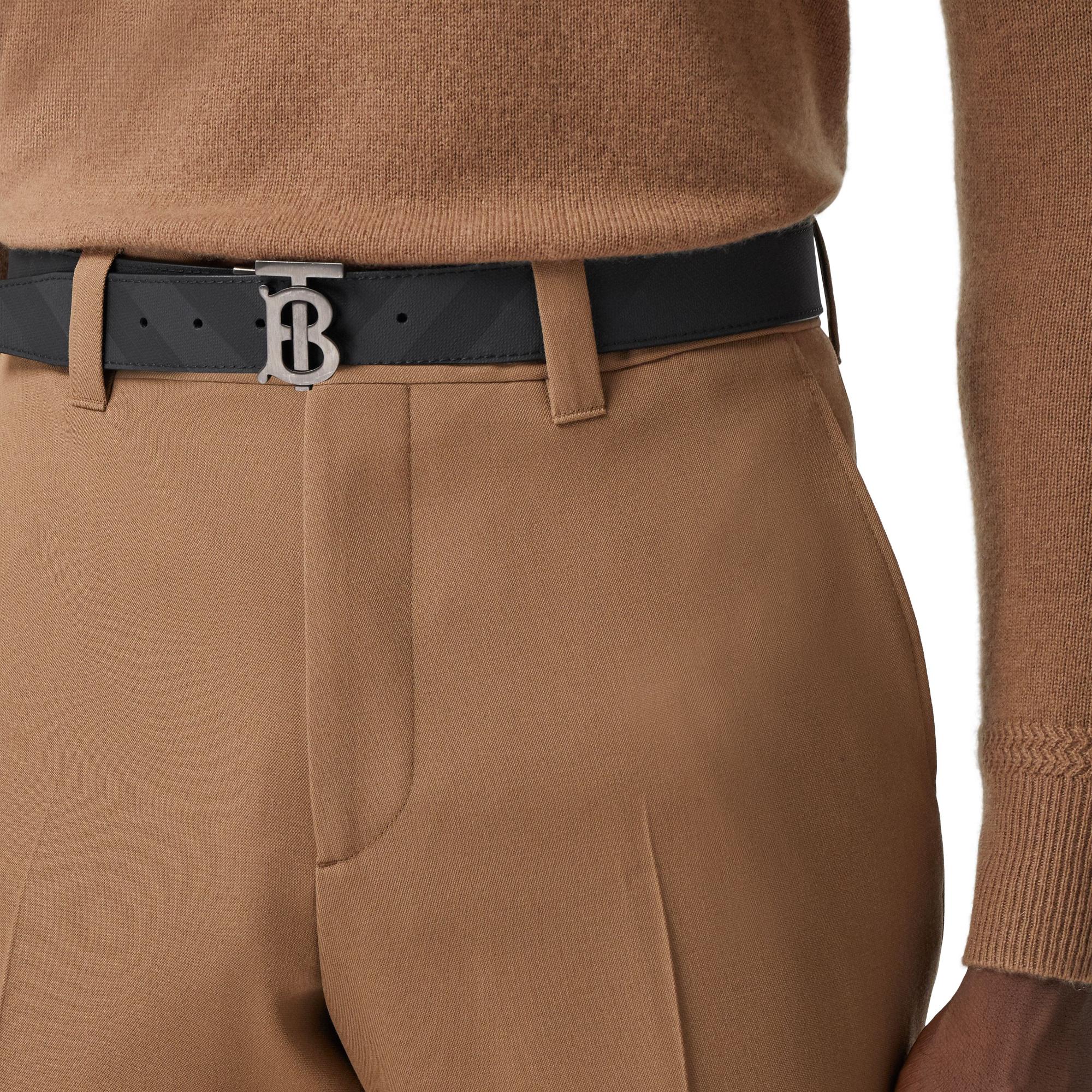 리버시블 모노그램 모티프 런던 체크 벨트