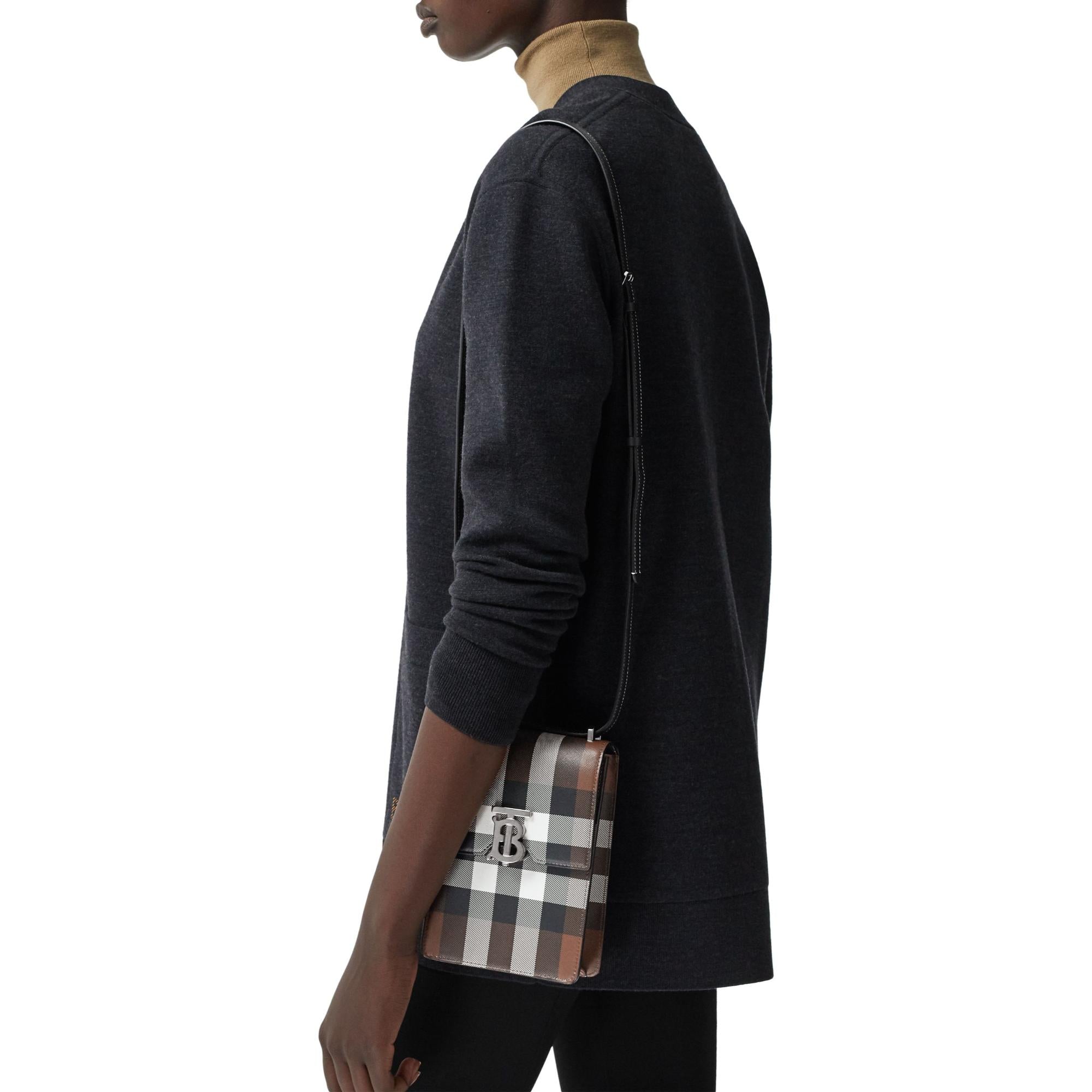 체크 프린트 레더 로빈 백