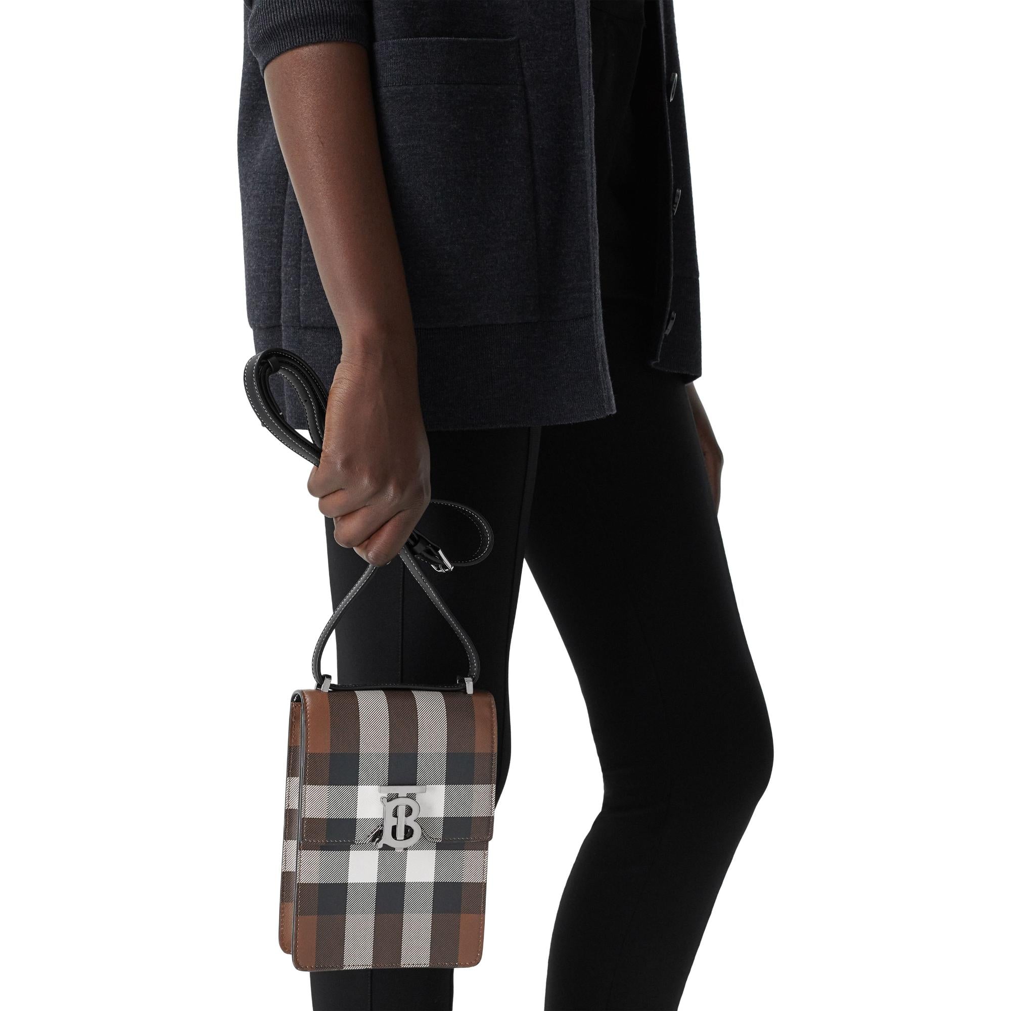 체크 프린트 레더 로빈 백