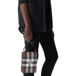 체크 프린트 레더 로빈 백