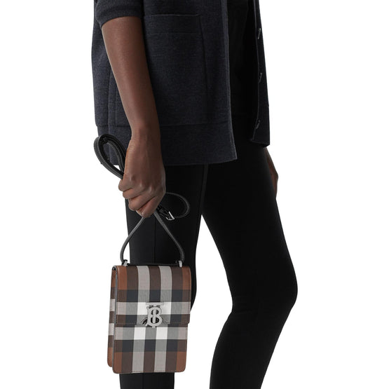 체크 프린트 레더 로빈 백