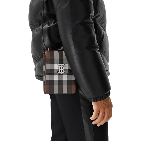 체크 프린트 레더 로빈 백