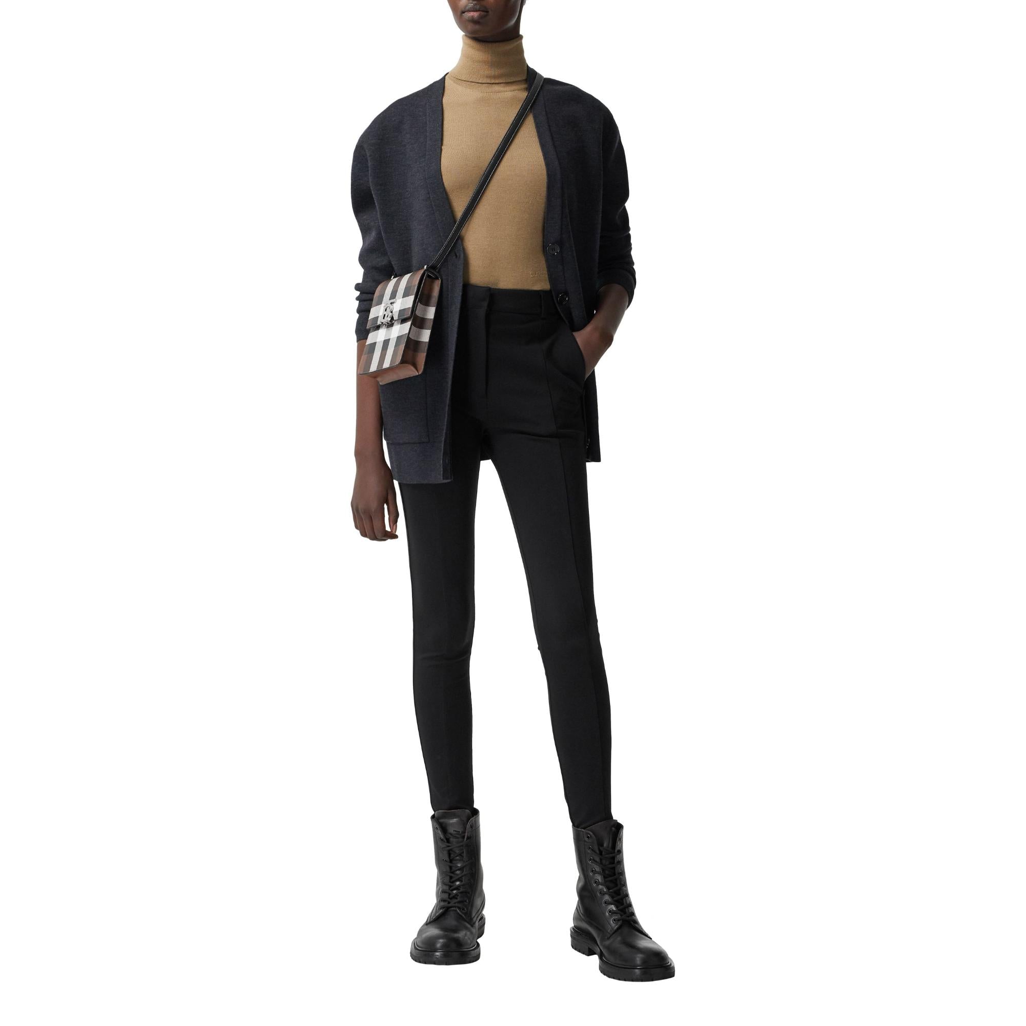 체크 프린트 레더 로빈 백