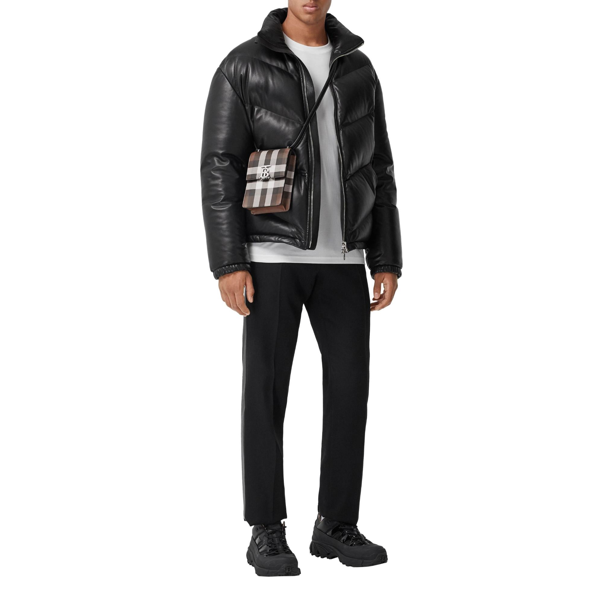 체크 프린트 레더 로빈 백