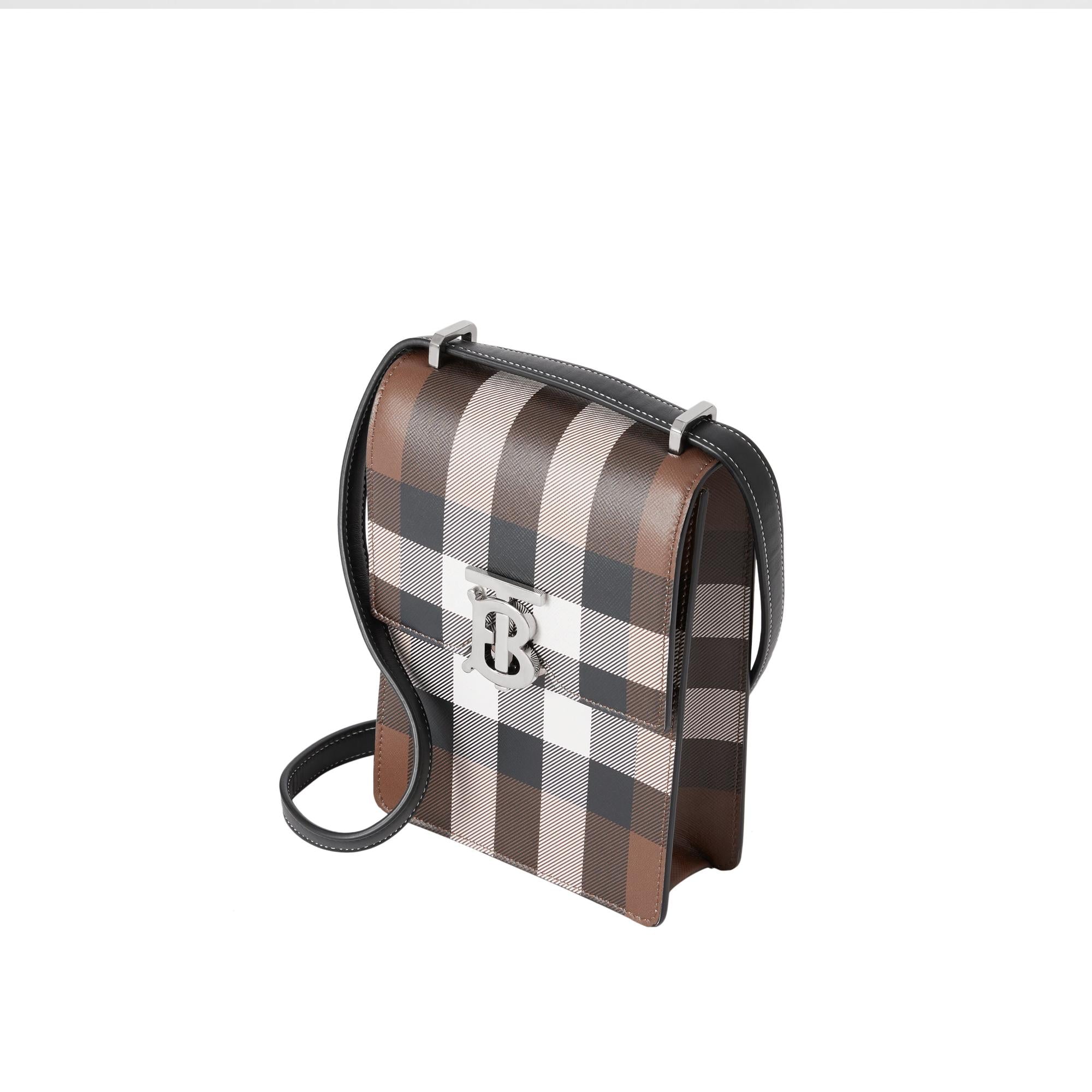 체크 프린트 레더 로빈 백