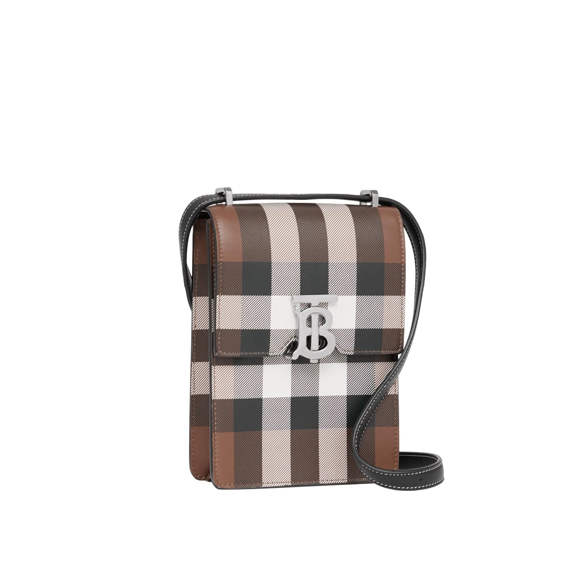 체크 프린트 레더 로빈 백