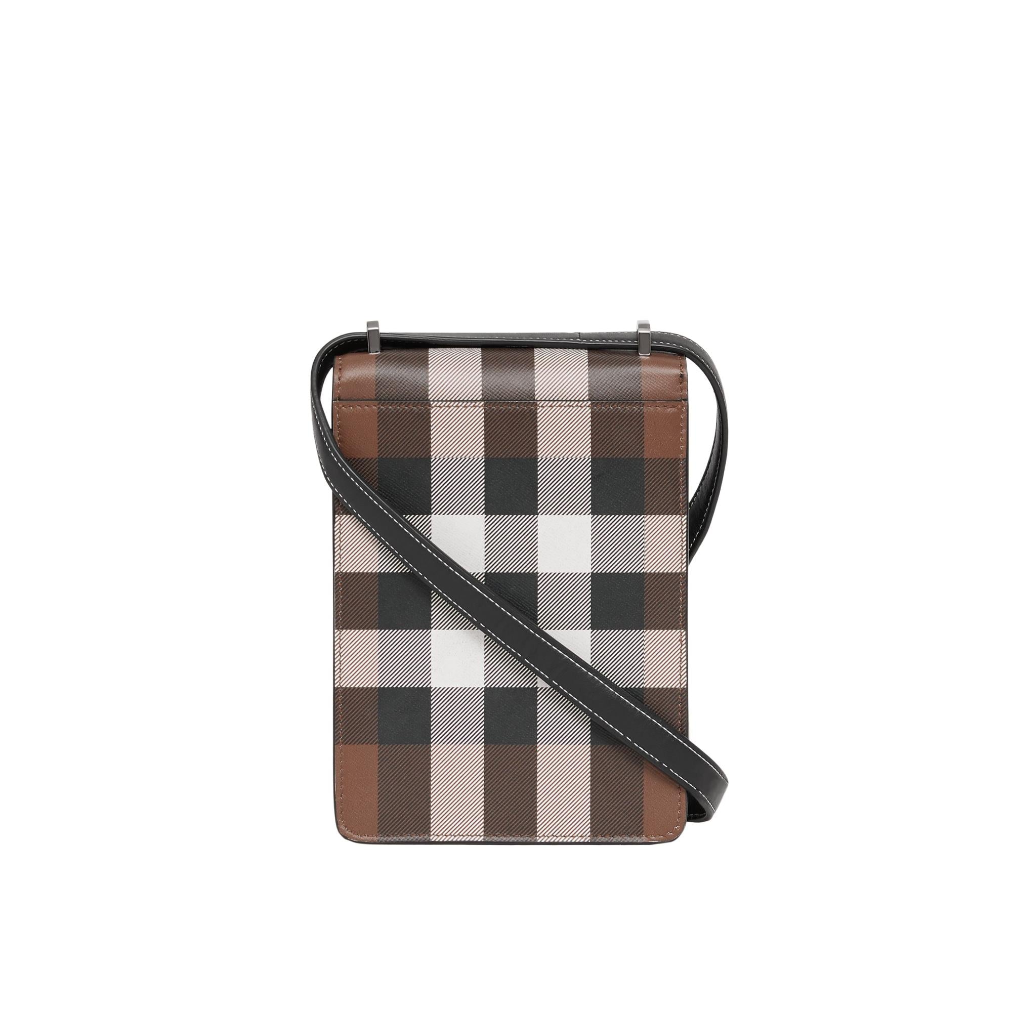 체크 프린트 레더 로빈 백