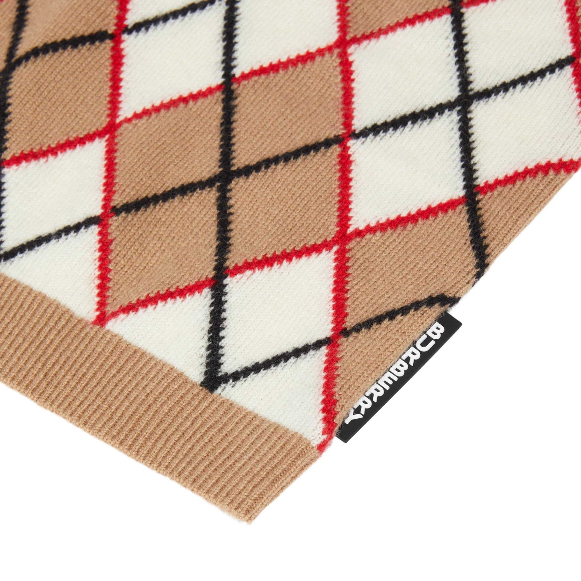 롱 슬리브 아가일 인타르시아 울 캐시미어 폴로셔츠