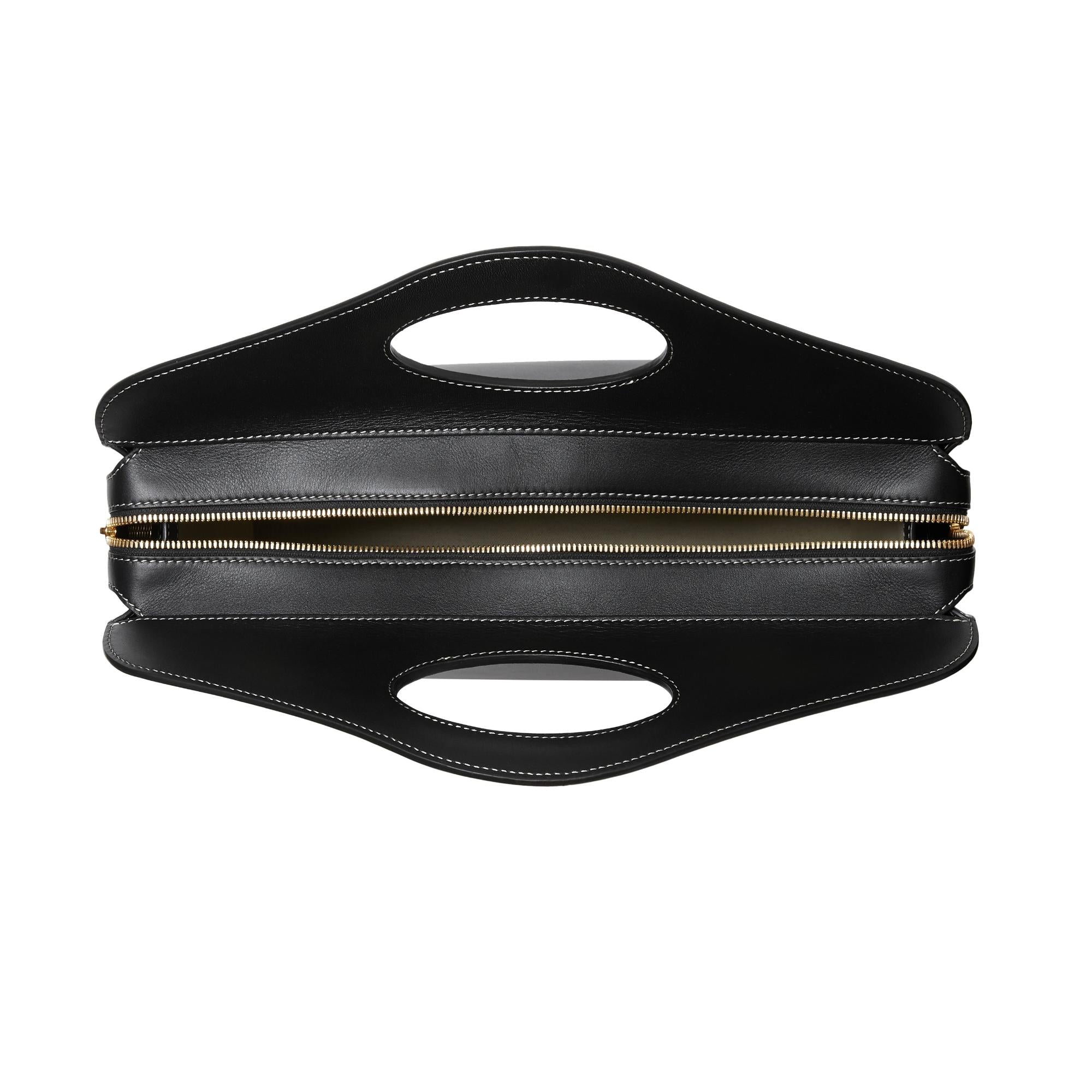 톱스티치 레더 미디엄 포켓 토트