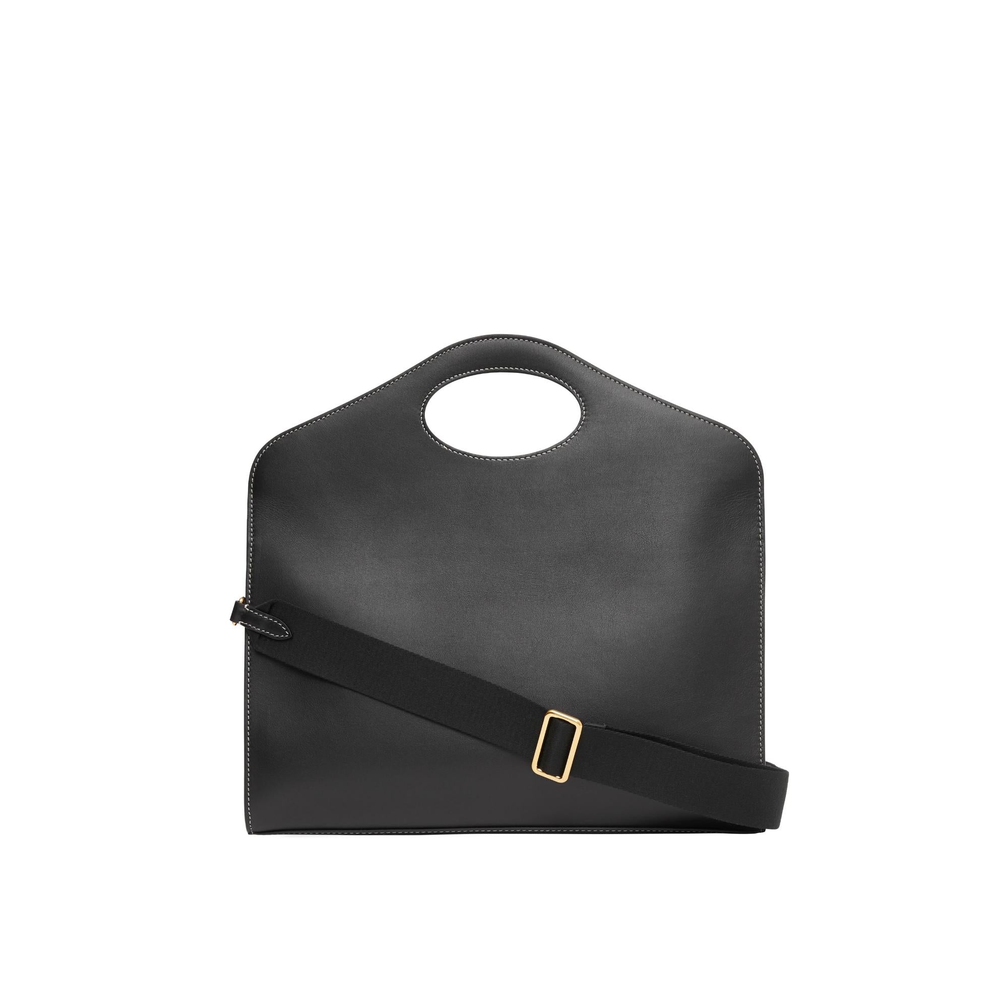 톱스티치 레더 미디엄 포켓 토트