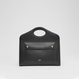 톱스티치 레더 미디엄 포켓 토트