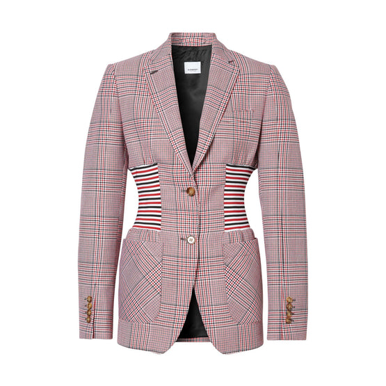 니트 패널 하운즈투스 체크 울 재킷