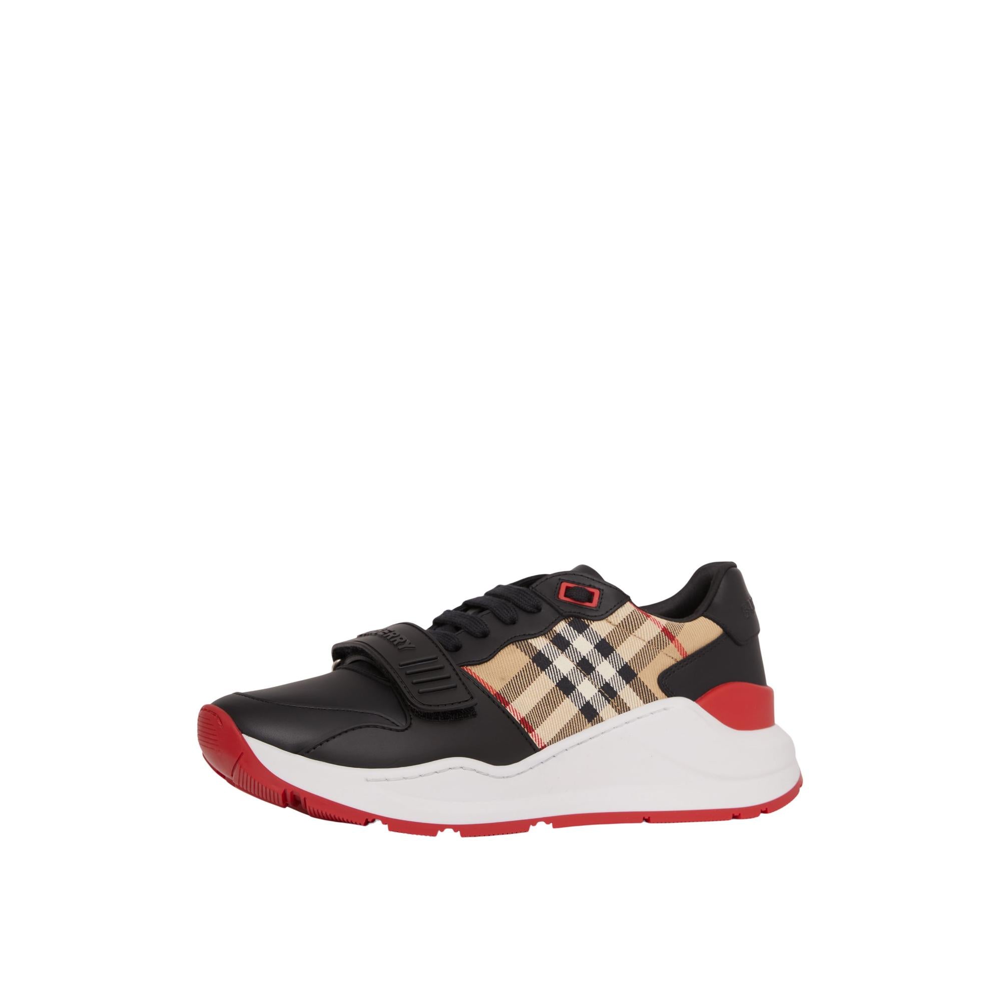 레더 빈티지 체크 코튼 스니커즈