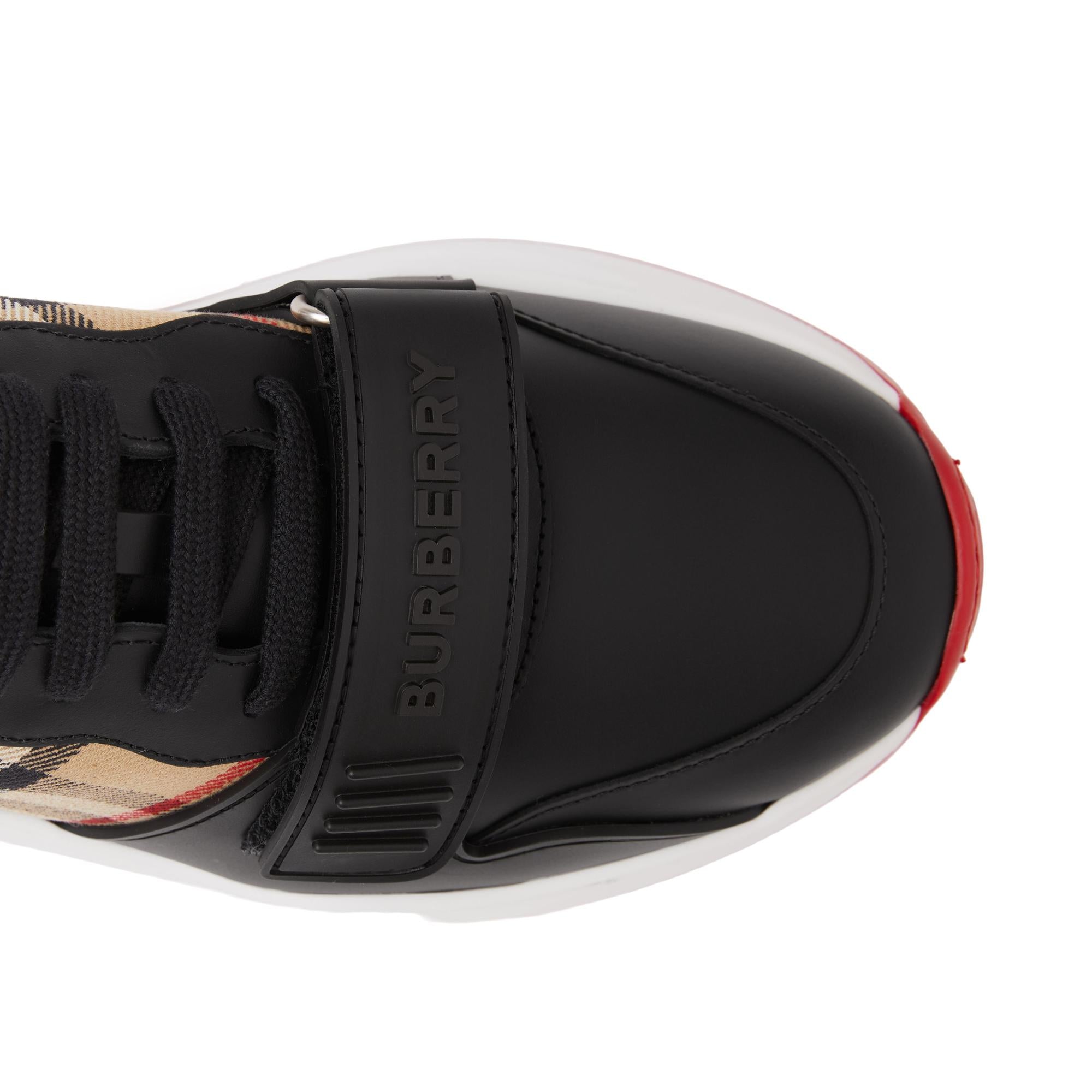 레더 빈티지 체크 코튼 스니커즈