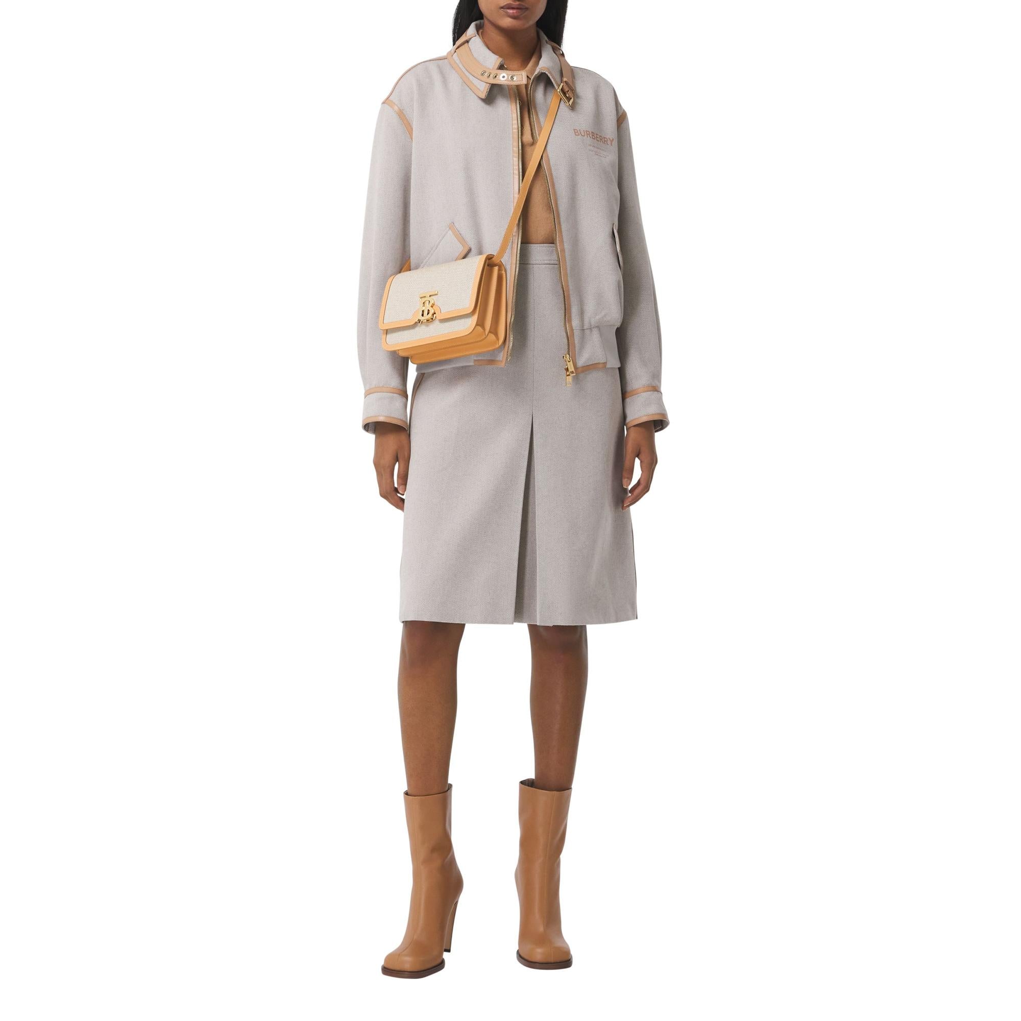 투톤 캔버스 레더 스몰 TB 백