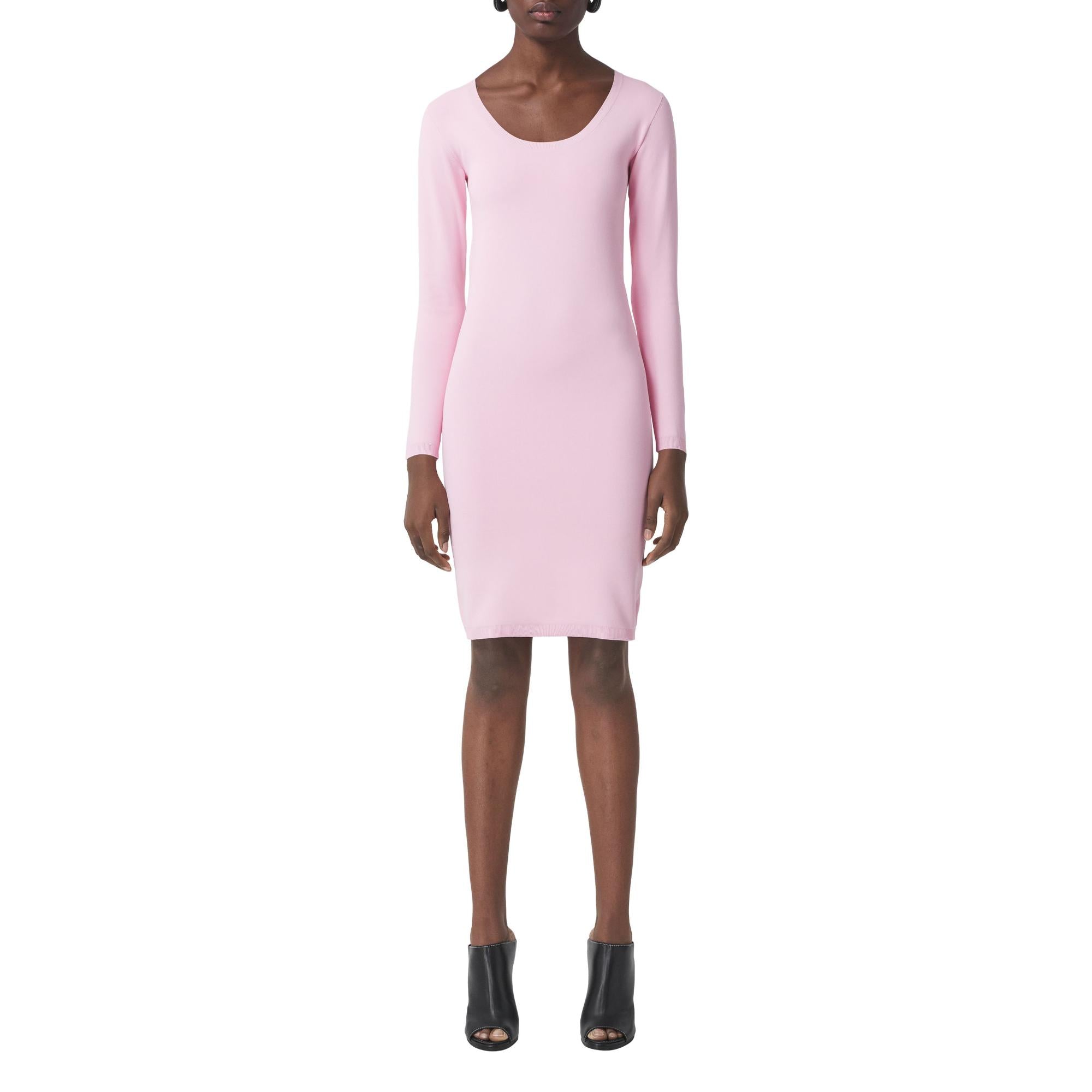 롱 슬리브 모노그램 모티프 스트레치 저지 드레스