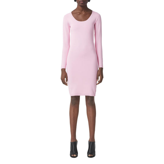 롱 슬리브 모노그램 모티프 스트레치 저지 드레스