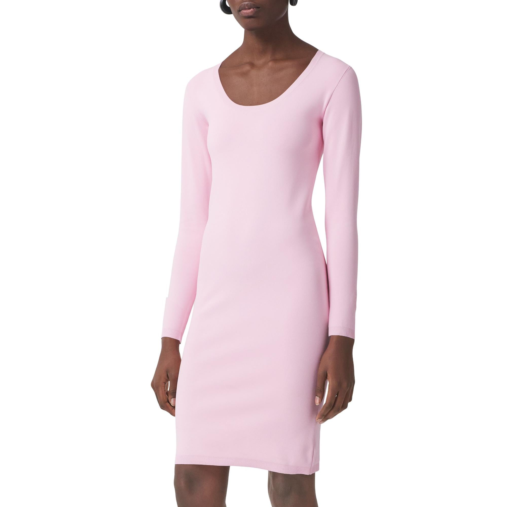 롱 슬리브 모노그램 모티프 스트레치 저지 드레스