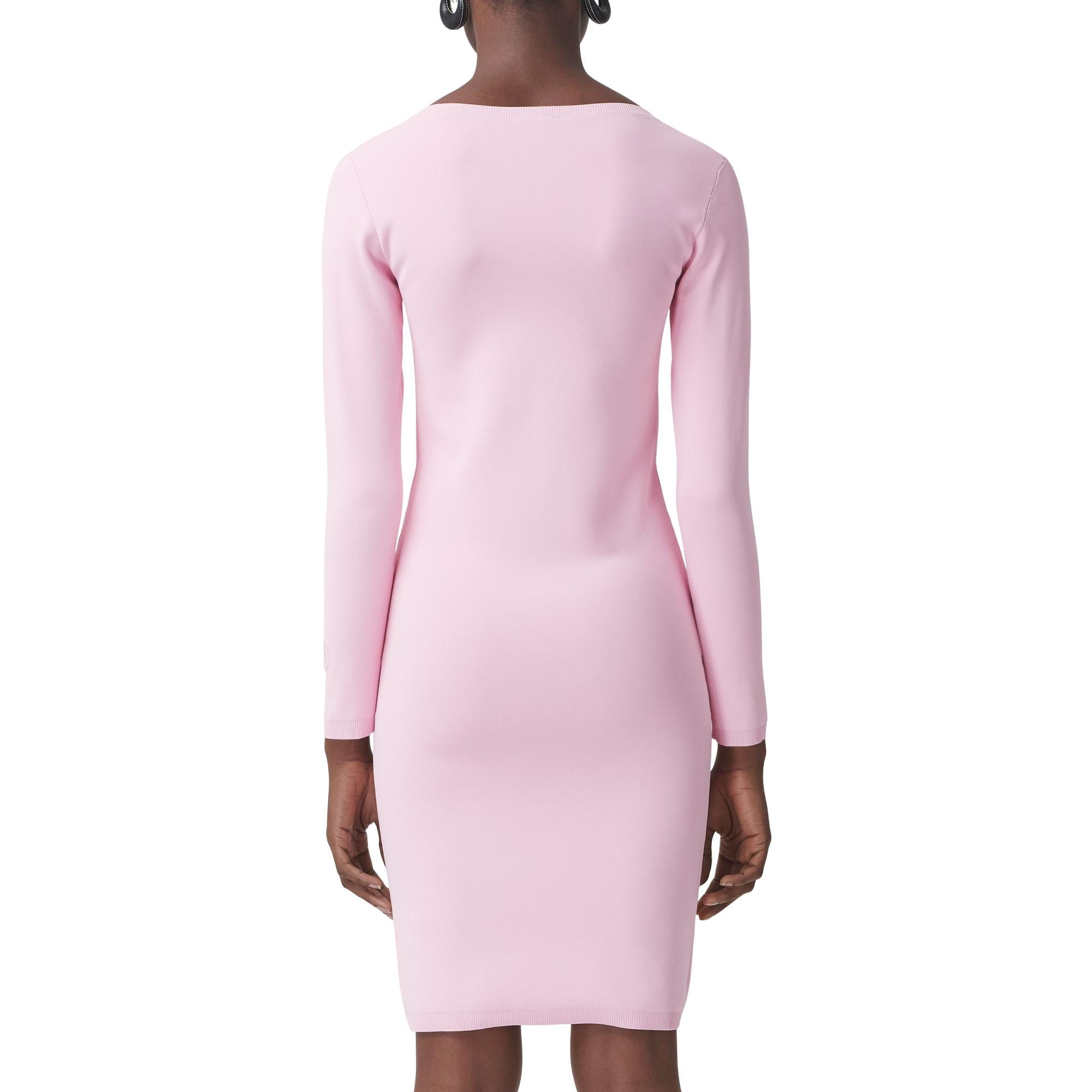 롱 슬리브 모노그램 모티프 스트레치 저지 드레스