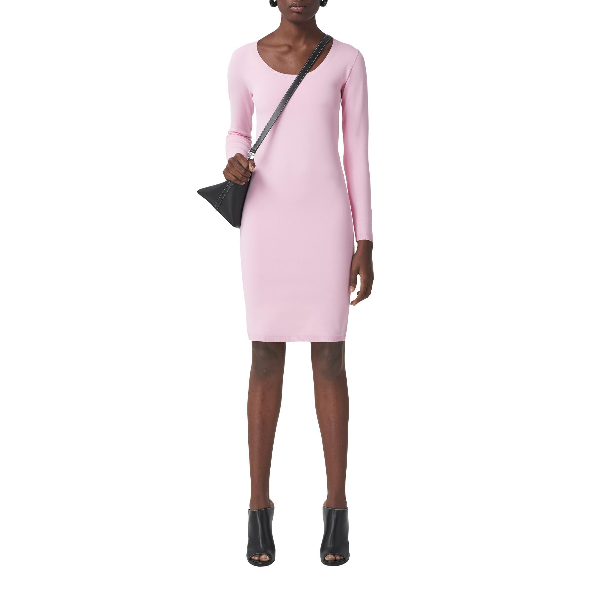 롱 슬리브 모노그램 모티프 스트레치 저지 드레스