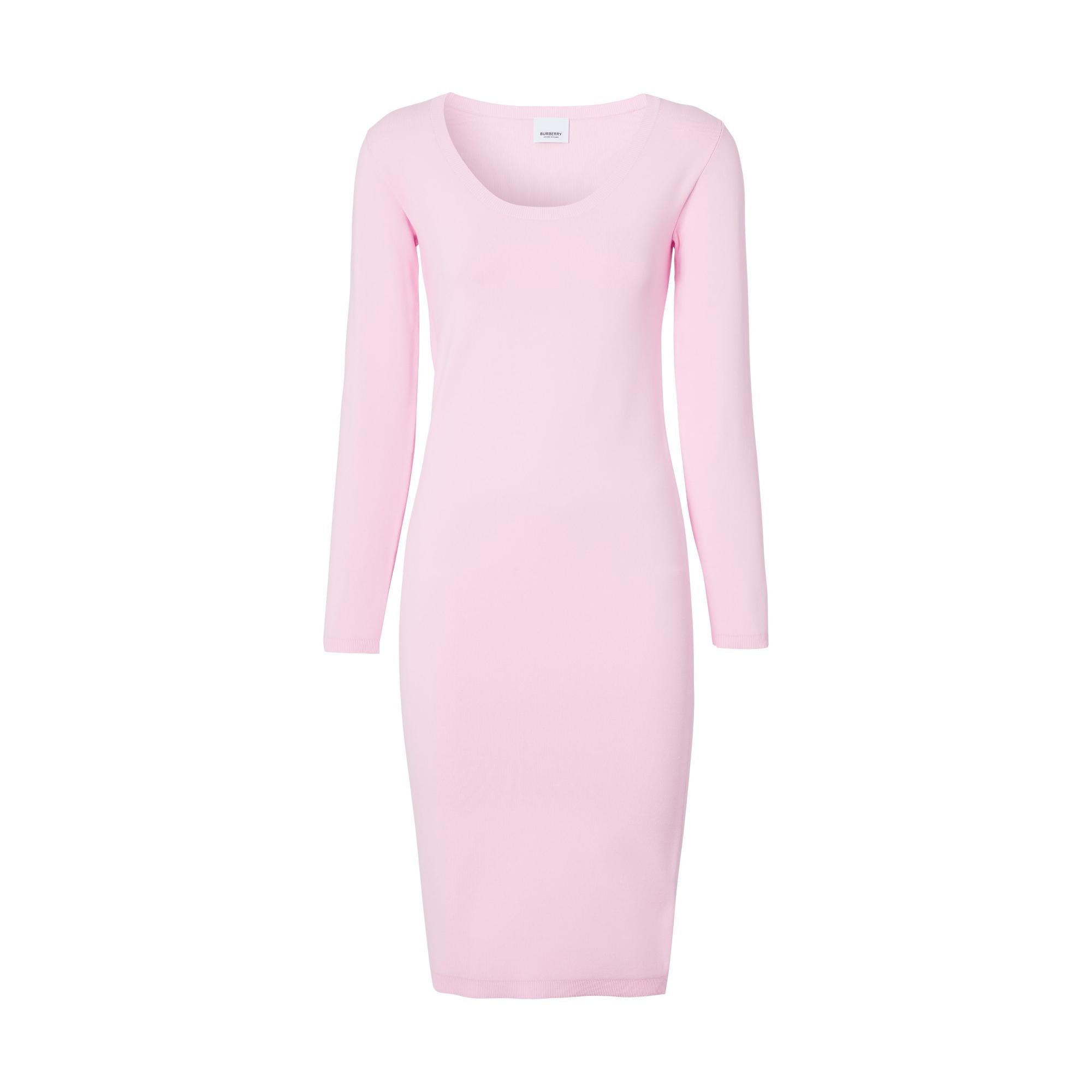 롱 슬리브 모노그램 모티프 스트레치 저지 드레스